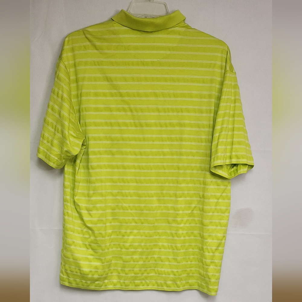 Tiger Woods Short Sleeve Golf Polo Lime Green Striped XL Cotton - Picture 9 of 10